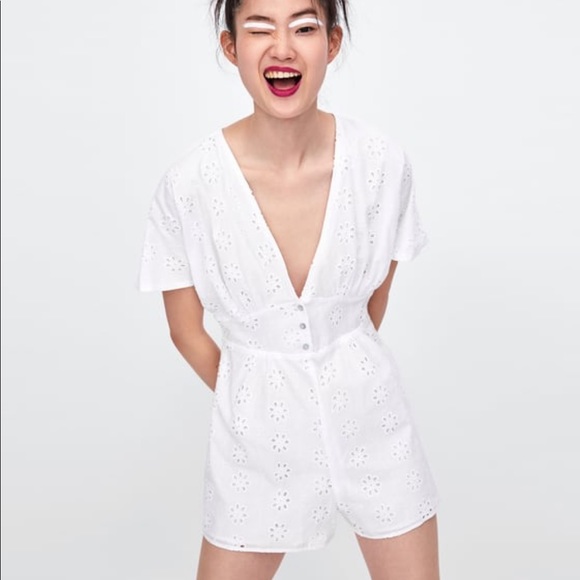 Zara Pants - ZARA Openwork Embroidery Jumpsuit / Romper